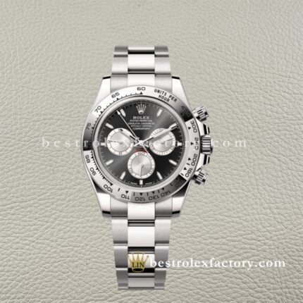 Clean Factory Rolex Daytona 126509-0001 Bright Black & Steel Index Dial White Gold Bezel Super Clone Chronograph waterproof Best replica 4131 Movement