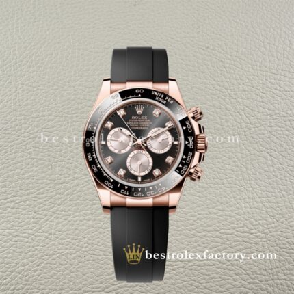 Clean Factory Rolex Daytona 126515LN-0004 Schwarz Zifferblatt Diamant Markierungen Everose Gold Hilfszifferblätter Schnecken – Dandong 4131 Super Klon | 18k Everose Gold