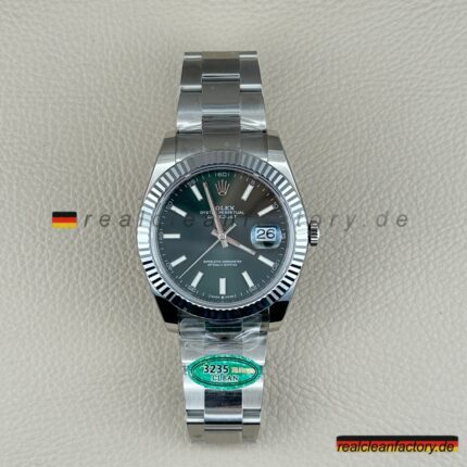 Rolex Datejust 126334-0027 Super Clone | Grünes Sunburst-Zifferblatt & Weißgold Lünette | Beste Replica Qualität