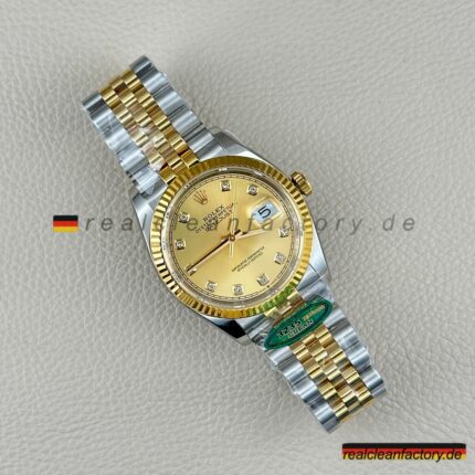 Rolex Datejust 126233-0017 Wimbledon Zifferblatt, Champagner & Moissanit – Super Clone von Clean Factory