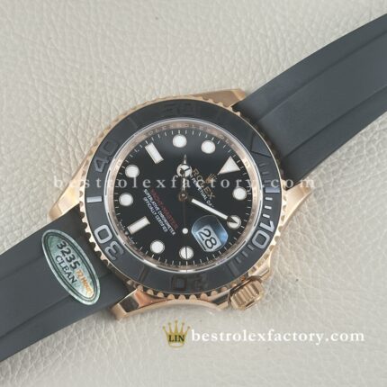 Clean Factory Rolex Yacht-Master M126655-0002 | Everose Gold Schwarzes Zifferblatt Oysterflex | Premium Replica Uhr