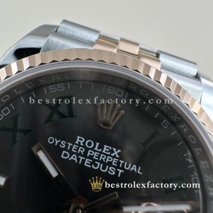 The Best Replica Rolex DateJust 36mm 904L Oystersteel 126231-0029 Super Clone 3235 Movement Two-Tone Rose Gold Wrap Fluted Bezel slate grey Dial Jubilee five-piece links Waterproof Clean factory Made