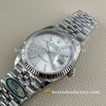 The Best Replica Rolex DateJust 36mm 904L Oystersteel 126234-0013 Super Clone 3235 Movement White Gold Wrap Fluted Bezel Silver Dial Jubilee five-piece links Waterproof Clean factory Made