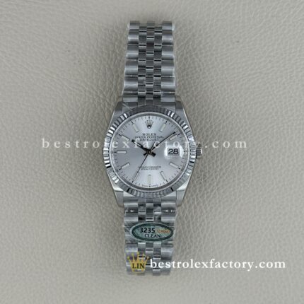 The Best Replica Rolex DateJust 36mm 904L Oystersteel 126234-0013 Super Clone 3235 Movement White Gold Wrap Fluted Bezel Silver Dial Jubilee five-piece links Waterproof Clean factory Made