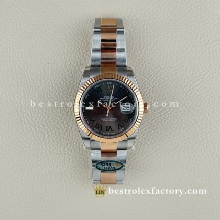 The Best Replica Rolex DateJust 41mm 904L Oystersteel 126331-0015 Super Clone 3235 Movement Two-Tone Rose Gold Wrap Fluted Bezel slate grey Dial Oyster three-piece links Waterproof Clean factory Made