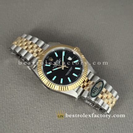 The Best Replica Rolex DateJust 41mm 904L Oystersteel 126333-0014 Super Clone 3235 Movement two-tone Yellow Gold Wrap Fluted Bezel Black Dial Jubilee five-piece links Waterproof Clean factory Made