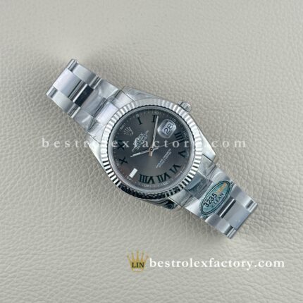 The Best Replica Rolex DateJust 41mm 904L Oystersteel 126334-0021 Super Clone 3235 Movement White Gold Wrap Fluted Bezel Slate Grey Dial Oyster three-piece links Waterproof Clean factory Made