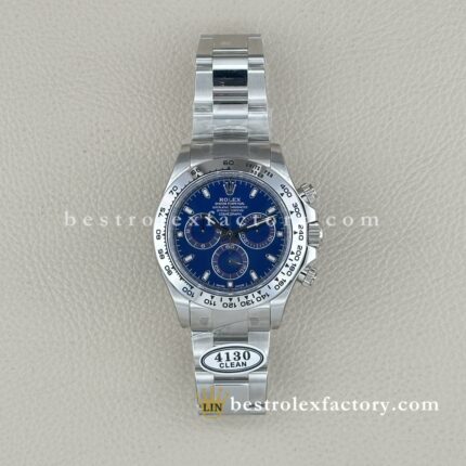 Clean Factory Rolex Daytona 116509-0071 40mm Blue Index Dial Super Clone Chronograph waterproof Bezel Best replica 4130 Movement