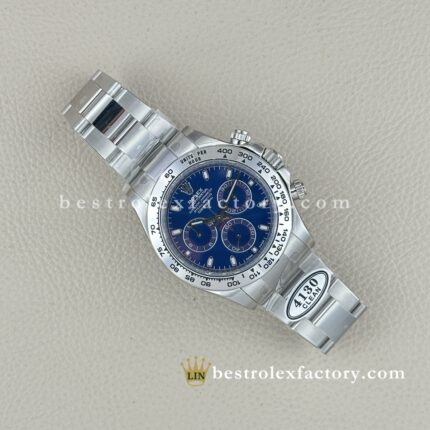 Clean Factory Rolex Daytona 116509-0071 40mm Blue Index Dial Super Clone Chronograph waterproof Bezel Best replica 4130 Movement