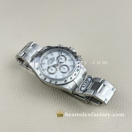Clean Factory Rolex Daytona 116520-0016 40mm White Dial Super Clone Chronograph waterproof Bezel Best replica 4130 Movement