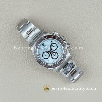 Clean Factory Rolex Daytona 126506-0002 Ice Blue/Diamond  Dial Chestnut Brown Ceramic Bezel transparent sapphire case back Platinum wrapped Super Clone Chronograph waterproof Best replica 4131 Movement