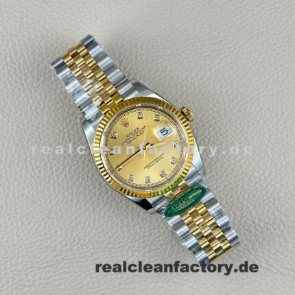Rolex Datejust 126233-0017 Wimbledon Zifferblatt, Champagner & Moissanit – Super Clone von Clean Factory
