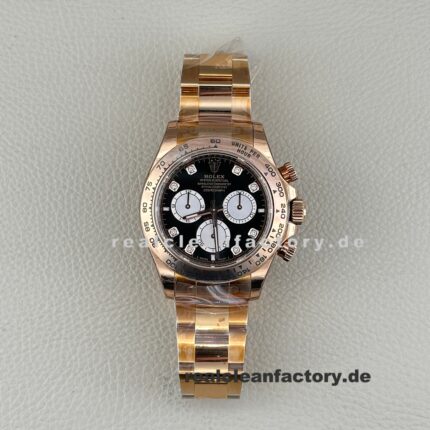 Rolex Daytona 126508-0003 Gelbgold Schwarz Zifferblatt Moissanite Clean Factory Replica
