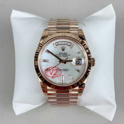 VS Factory Rolex Day-Date 40 Ref. 228235-0056 Roségold Perlmutt Baguette – Dandong 3255