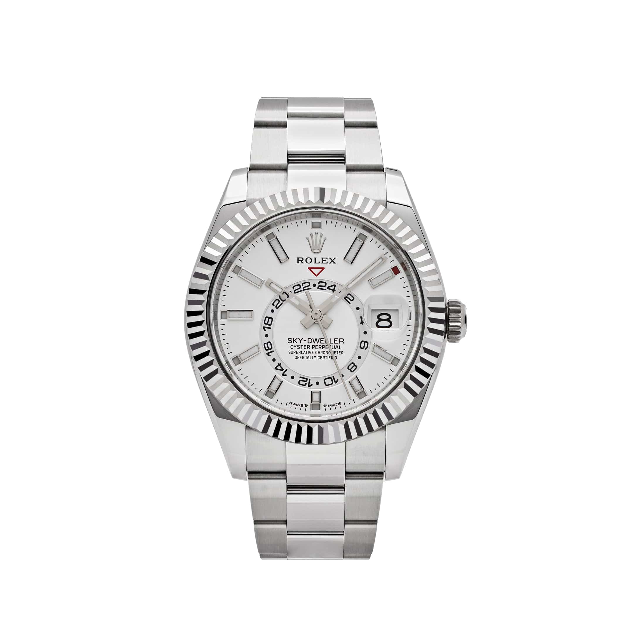ZF Factory Rolex Sky-Dweller 336934 Weiß Oyster Edelstahl ZF Factory Rolex Sky-Dweller 42 Ref. 336934-0003 Edelstahl mit weißem Zifferblatt, Weißgold-Lünette und Oyster-Armband