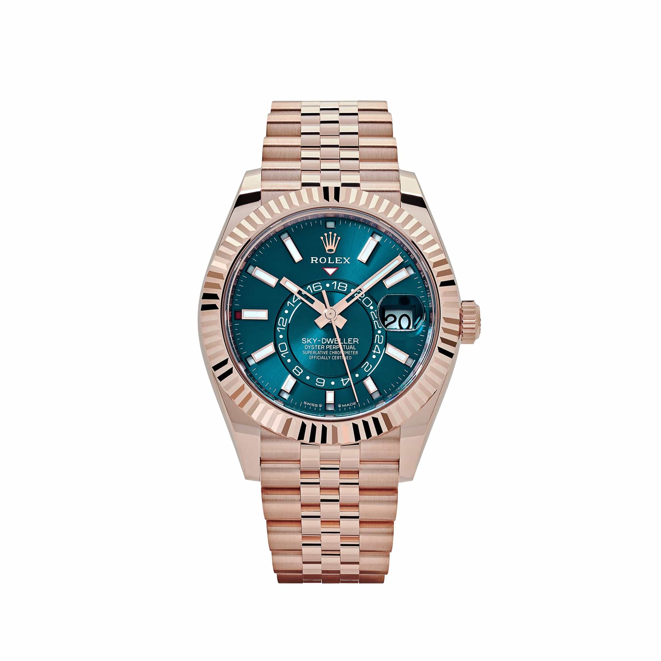 ZF Factory Rolex Sky-Dweller 336935 Roségold Blau Jubilee ZF Factory Rolex Sky-Dweller 42 Ref. 336935 Everose-Gold-Optik Blaues Sonnenschliff-Zifferblatt Jubilee-Armband